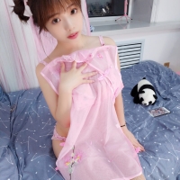 雯妹1号本透明粉色旗袍12