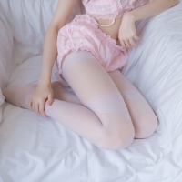 白丝日系袜粉色居家服12