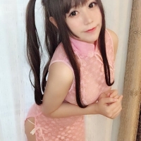 Nyako喵子粉色透明旗袍2