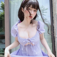 白银81 淡紫色格子裙自摄4