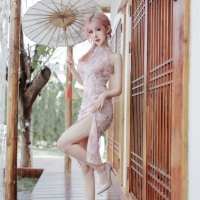 仙女月 粉色旗袍4