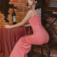 许岚LAN 粉色长裙3